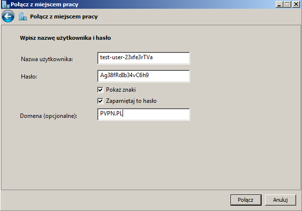 Połączenia sieciowe VPN w Windows